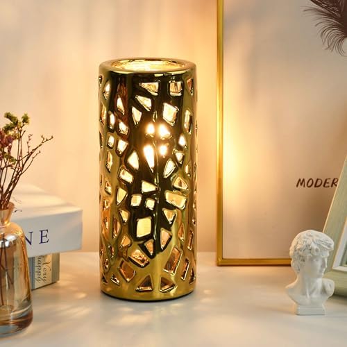 Nave Small Table Lamp for Living Room as Bedside Table Lamp for Bedroom,Modern Ceramic Table Lamp,Kids Night Nursery Table Lamp,Φ3.14×H7.48IN,Bulb Excluded,Gold Carving Bird Nest by Lampwell