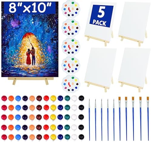 5 Pack Paint and sip Kit for Adults, 8x10 Inch Canvas Painting Kit by Unknown