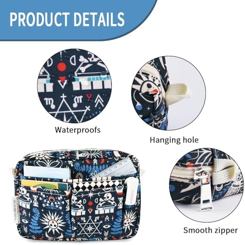 Multiple Pockets Portfolio Organizer with Zipper,Makeup Bag Pencil Pouch - Image 5