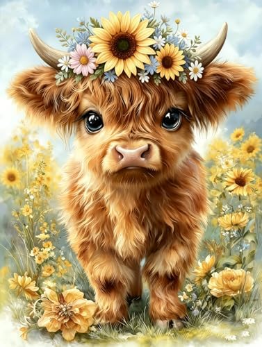 DIY Highland Cow Diamond Painting Kits for Adults,Farmhouse Wall Art Decor by Unknown