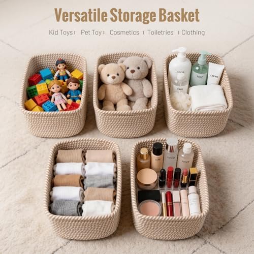 5 Pack Small Woven Storage Baskets for Shelves, Gift Baskets Empty - Image 4
