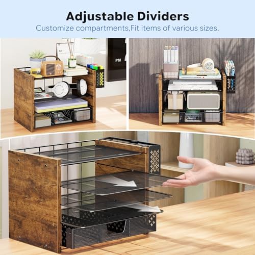Simple Trending Wood Desk Organizer, 5-Tier File Organizer, Rustic Brown - Image 4