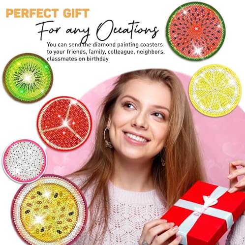12 pcs Diamond Painting Coasters | Diamond Art Coasters | Fruit Diamond Art Painting | Perfect Art Craft Gift for Fruit Lover, Dad, Mom, Grandparents, Brother, Sister. - Image 7