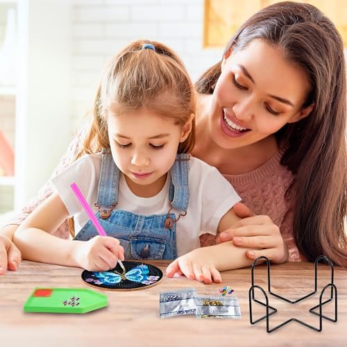 6 Pcs Butterfly Shaped Diamond Painting Kits, Diamond Painting Kits with Holder, Diamond Art Coasters for Beginners Adults - Perfect Art Craft Supplies Gift!… (Butterfly) - Image 3