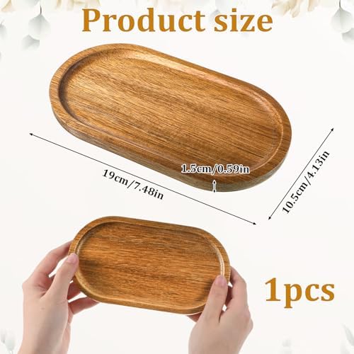 Small Acacia Wood Serving Trays, Wooden Salt and Pepper Mill Tray - Image 2
