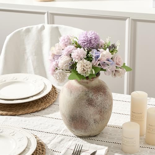 SIDUCAL Ceramic Decorative Flower Vase | 7.48 Inch Pottery Rustic Farmhouse Boho Vase for Home Decor, Table, Living Room, Bathroom, Coffee Desk, Shelf, Mantel Decoration, Wedding, Terra - Image 7