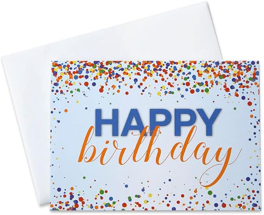 CEO Cards - Birthday Greeting Cards (Colorful Confetti), 5x7 Inches, 25 Cards & 26 White Envelopes (B1701)