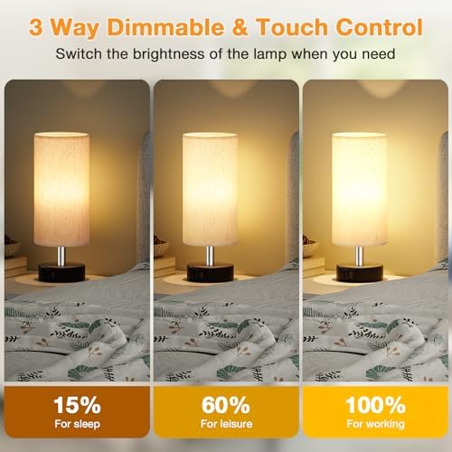 Small Table Lamps for Bedroom set of 2 - Touch Lamps with 3 Way Dimmable - Image 3