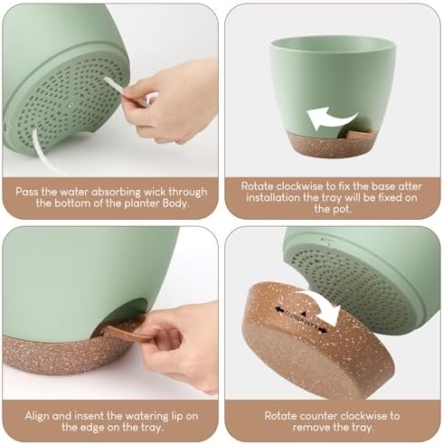 YNNICO Self Watering Plant Pots 10/9/8/7.5/7 inch for Indoor Plants - Image 3