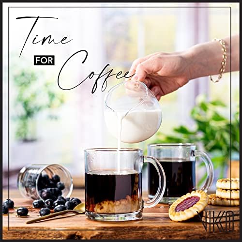 Vikko 10.75 Ounce Clear Glass Coffee Mugs - Set of 12, Microwave and Dishwasher Safe - Image 4