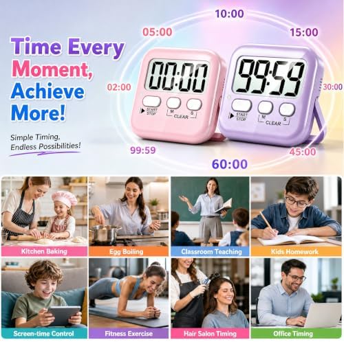 Antonki 2 Pack Digital Timer for Kids Classroom Kitchen Timers for Cooking - Image 6
