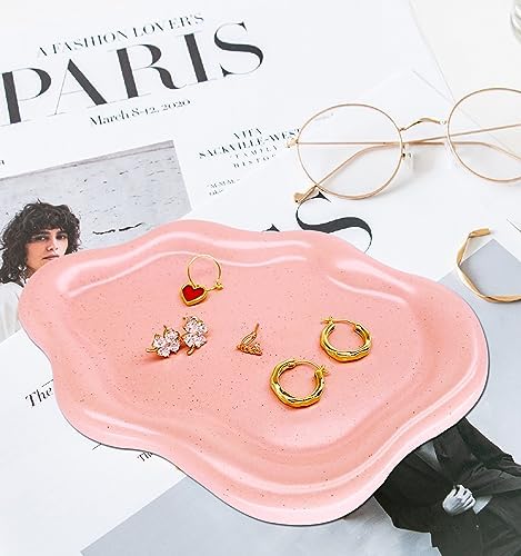 Spotted Pink Cloud Ceramic Jewelry Dish Tray for Women - Image 7