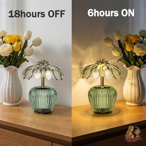 MJ PREMIER Rechargeable Table Lamp, Small Cordless Lamp with Timer, Green - Image 4