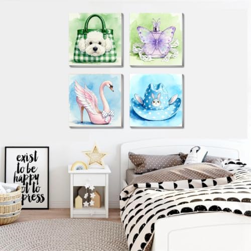 Canrichshop 4 Pack Paint by Number Beginner with Frame,Cute Adult Paint by Number Kits on Canvas, DIY Number Painting for Adults for Decor 8X 8 inch - Image 4