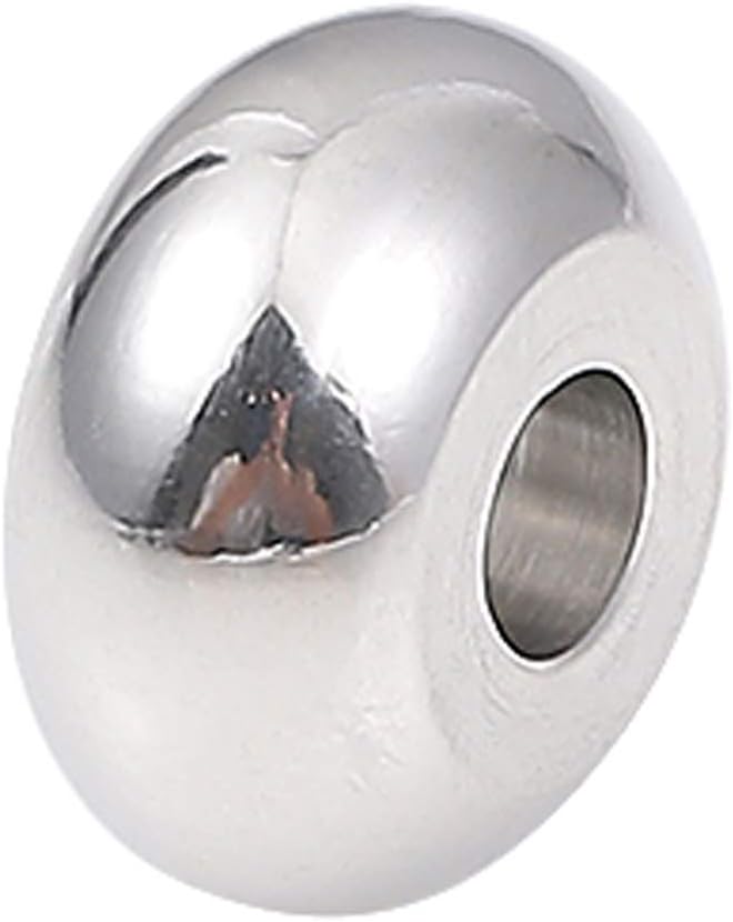 Stainless Steel Spacer Beads 8x4mm Rondelle Loose Charm Caps Beads for DIY Jewelry Making 50pcs with 2.5mm Hole