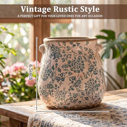 Ceramic Scroll Planter 6.5 Inch, Indigo Blue - Image 2