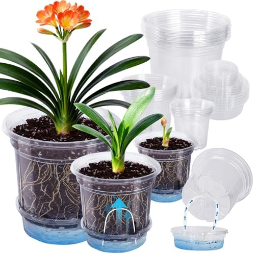 MIXC 18 Pack 6.5/5/4 Inch Self Watering Pots for Indoor Plants-Clear by MIXC