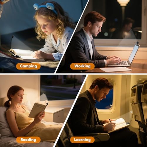 KTEBO 2 Pack Rechargeable Book Light Clip-On Reading Light for Books in Bed - Image 3