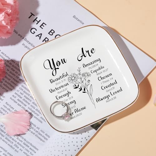 PUDDING CABIN Christian Gifts for Women Religious Scripture Jewelry Dish Bible Verse Tray - Image 3