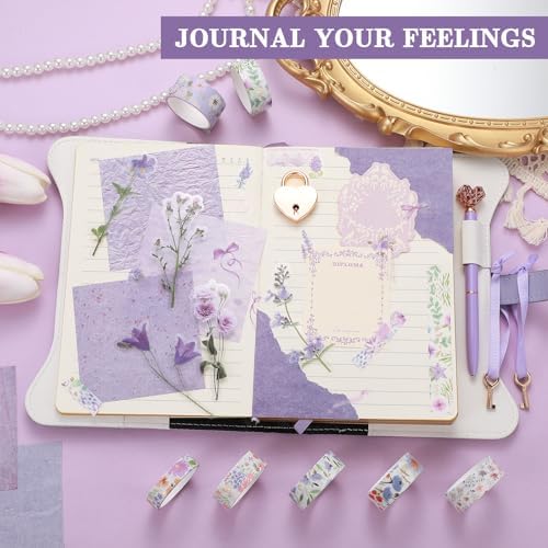 Janlaugh DIY Journal Diary with Lock Pack Scrapbook Kit, Purple, Bright - Image 6