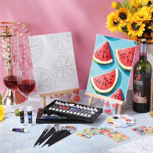 Sherr 24 Pcs Pre Drawn Canvas for Adult, Fruit, 8 x 10 Inch - Image 2