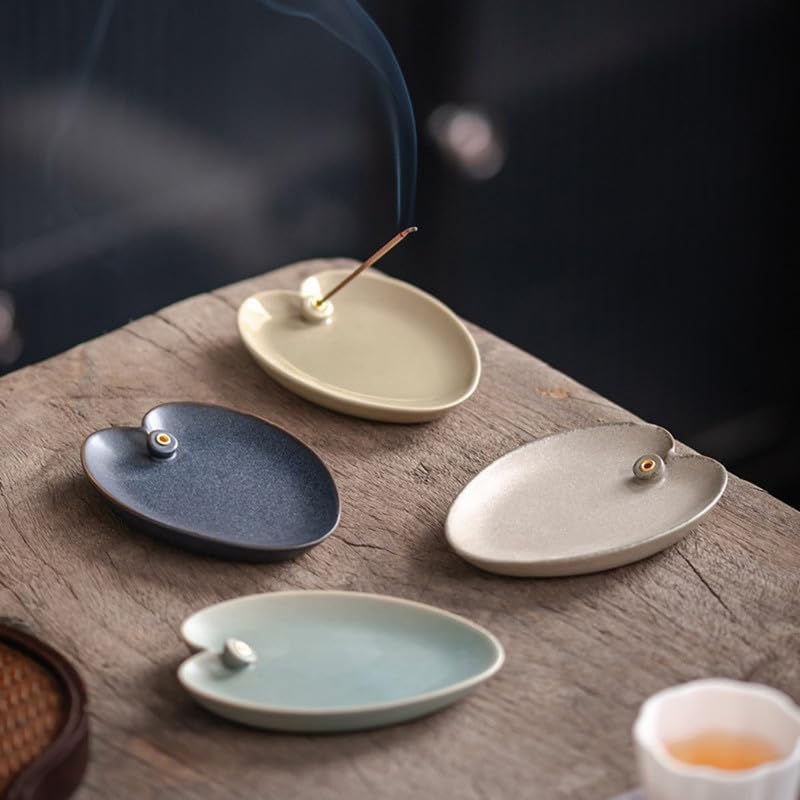 Incense Holder Modern Minimalist Circular Incense Stick Burner for Cones or Sticks for Yoga & Meditation, Enhance Atmosphere,Ceramic Ash Catcher Khaki - Image 2