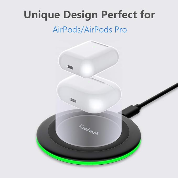 Yootech Wireless Charger,10W Max Wireless Charging Pad Compatible with iPhone 17/17 Pro/17 Pro Max/Air/16/15/14/13/SE 2022/12/11,Samsung Galaxy S25/S24/S23,for AirPods Pro 3(No AC Adapter)