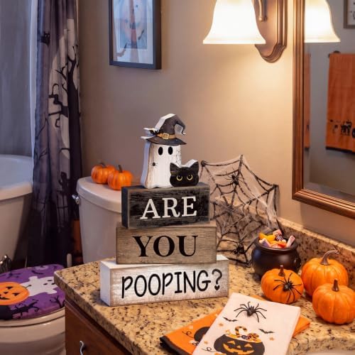 Moucuny 4 Pcs Halloween Bathroom Decor Sign Funny “are You Pooping? ” Decor - Image 6