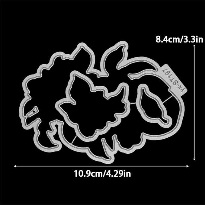 Fruit Flower Branches Stamps and Cutting Dies for Card Making DIY Transparent Silicone Clear Stamp and Metal Die Cuts Sets for Scrapbooking Paper Greeting Cards Decor Seals Craft Supplies