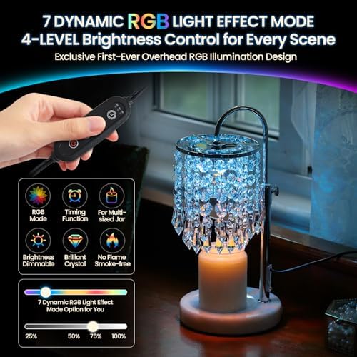 Candle Warmer Lamp with Timer Dimmer and 3 Bulbs, Lamp Candle Warmer with Marble Base,Wax Melt Warmer for Jar Candles, Birthday Gifts for Women Mom, House Warming Gifts New Home Decor - Image 4