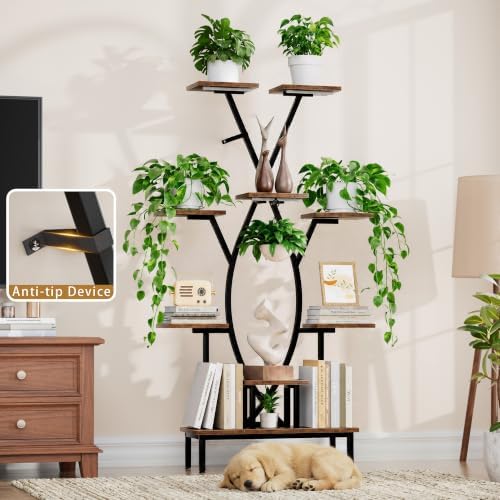 JUSTOGO Plant Stand Indoor with Grow Lights - 9 Tiered Tall Plant Shelf - Image 6