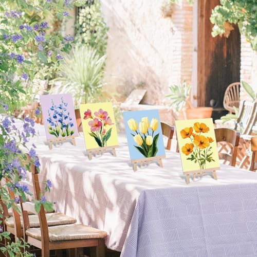 Sherr 24 Pcs Pre Drawn Canvas for Adult, Flower, 8 x 10 Inch - Image 4