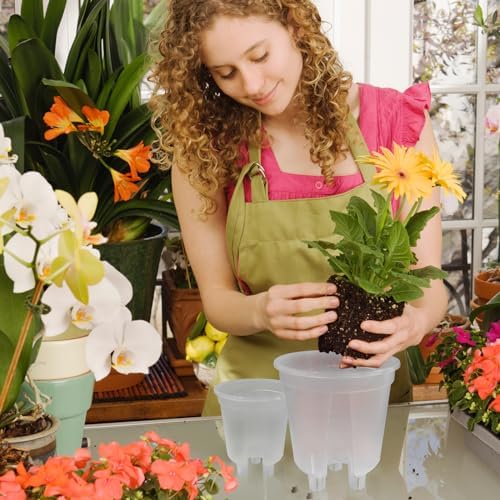 Cdd's Path 6-Pack Bare Root Planter Self Watering Pots Set with Holes for Indoor/Outdoor Plants, 2 Each of 5, 6 and 7 Inch Planter Pot with Watering Hole/Reservoir and Air Pipes, Clear - Image 3