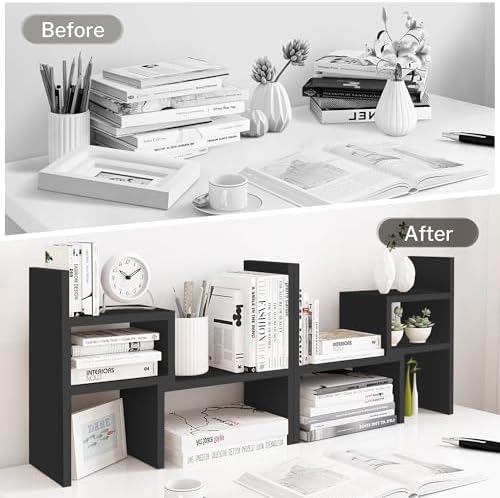 Jerry & Maggie Adjustable Rotatable Wood Desktop Display Shelf Black - Image 5