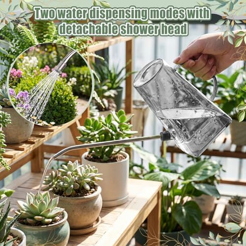 Plants Watering Can for Indoor Plants with Long Stainless Steel Spout & Soil Moisture Meter Long Spout Watering Cans for House Plant, Pot Flower, Succulent, Garden(Gray,1.4 L,Trapezoid) - Image 6