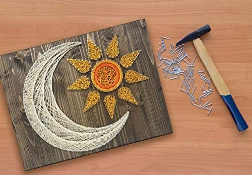 String of the Art Sun and Moon String Art Kit, American Made DIY Craft Kit for Adults, Stained Pine Wood (16" x 12"), Embroidery Floss, Beginner to Advanced Crafters, Craft a Handmade Gift - Image 2