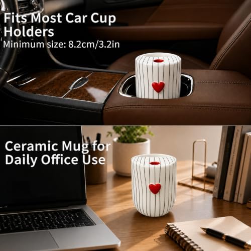 Ceramic Coffee Mug with Sip Hole, 12oz Striped Coffee Cup - Image 4