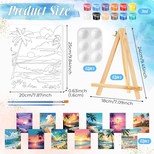 Zhanmai 12 Set Paint and Sip Kit for Adult 8''x10'', Beach Scenery - Image 2