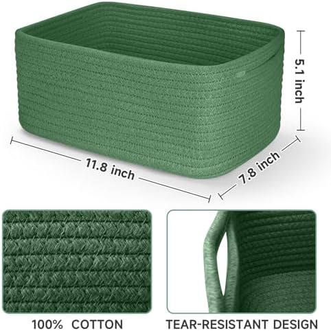 3 Pack Small Storage Baskets for Organizing, 11.8×7.8×5.1", Green - Image 2
