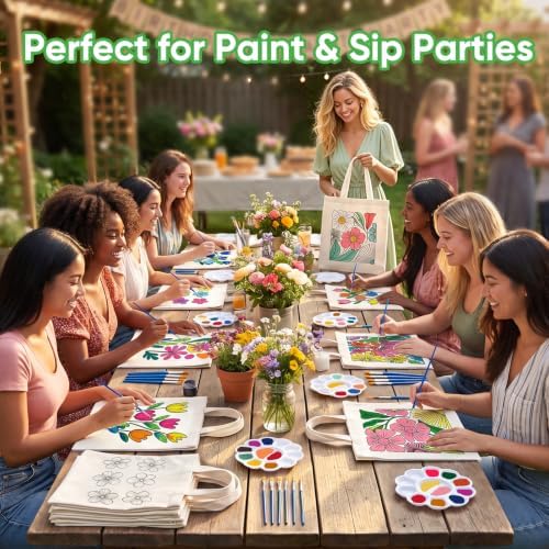 Canvas Tote Bag Painting Kit with Paints & Brushes-10 Set DIY Craft Gift - Image 3