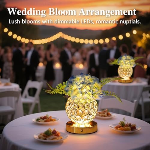 Blue Artificial Hydrangea Flower Lamp, 3 Color Dimmable Touch Control Night Light, Christmas Birthday Gifts for Women, Artificial Hydrangea Flower Table Lamp Decor for Bedroom Bar Coffee Shop Wedding - Image 3