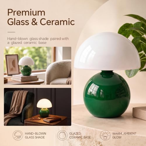 Dawnwake Mushroom Lamp Table Lamp for Bedroom-Small Table Lamps,Dark Green - Image 3