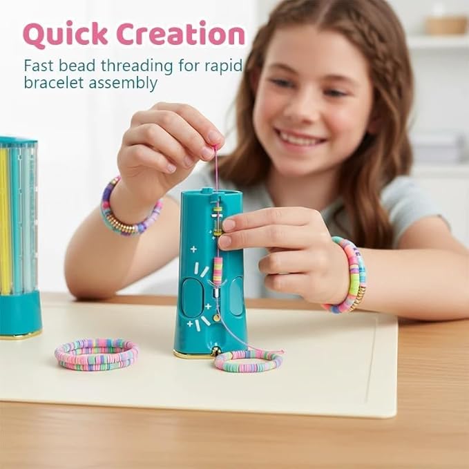 Quick-Click Bracelet Maker Kit: 2047pcs Beads & Charms, DIY Jewelry Making Kit with 23 Colors, Easy Click Threading Bead Carousel, Friendship Bracelet Kit for Kids & Teens, Craft Gift for Girls