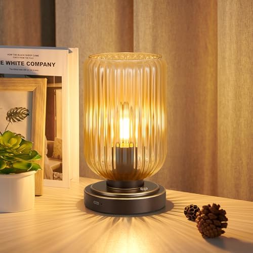 LightRound Cordless Table Lamp for Bedroom, Touch Stepless Dimmable Modern by LightRound