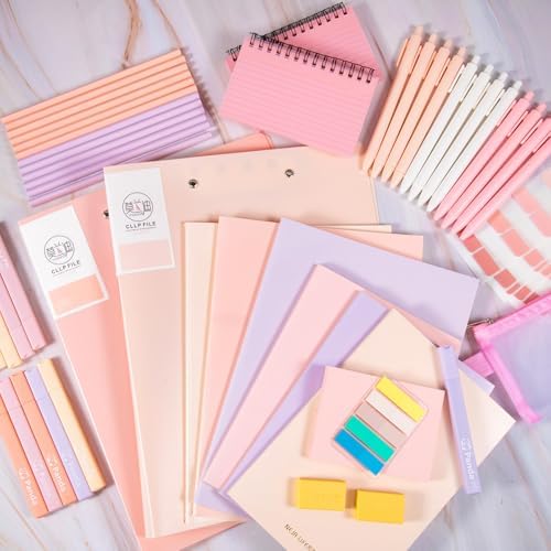 Colarr 54 Pcs Aesthetic College School Supplies Back to School Set,Pink - Image 2