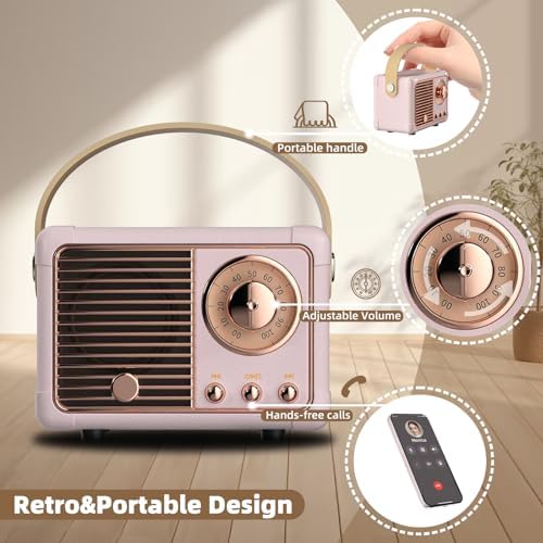 Retro Bluetooth Speaker Pink Speaker Birthday Gifts for Teen Girls,Women - Image 4