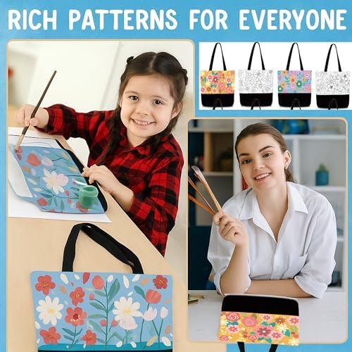 Locmeo 10 Set Paint and Sip Canvas Bags Pre Drawn Kit,Flower - Image 6