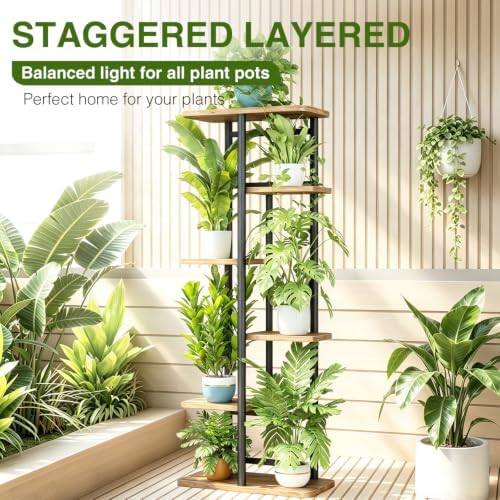 LINZINAR Plant Stand Indoor 6 Tier Metal Corner Tall Flower Shelf - Image 4