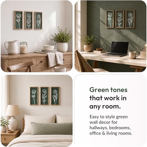 Tide and Tales 3d Green Wall Art, Wooden Botanical Wall Decor, Set of 3 - Image 6