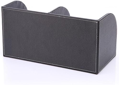 KINGFOM Pu Leather Desk Organizer Pen Pencil Holder Office Supplies Caddy Storage Box 6 Compartments with Drawer Black (Full Pu Leather) - Image 4